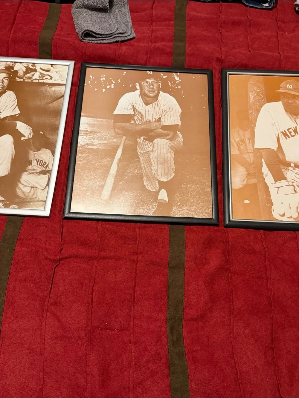 Classic Black Frame Baseball Photo Print in Red-Toned Sepia
